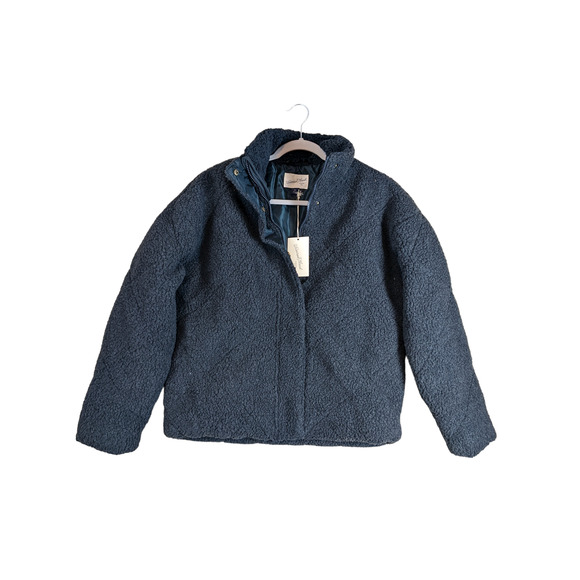 Universal Thread Quilted Sherpa Coat Jacket Hematite Gray XS Lined Zip Snap Warm - Picture 8 of 10